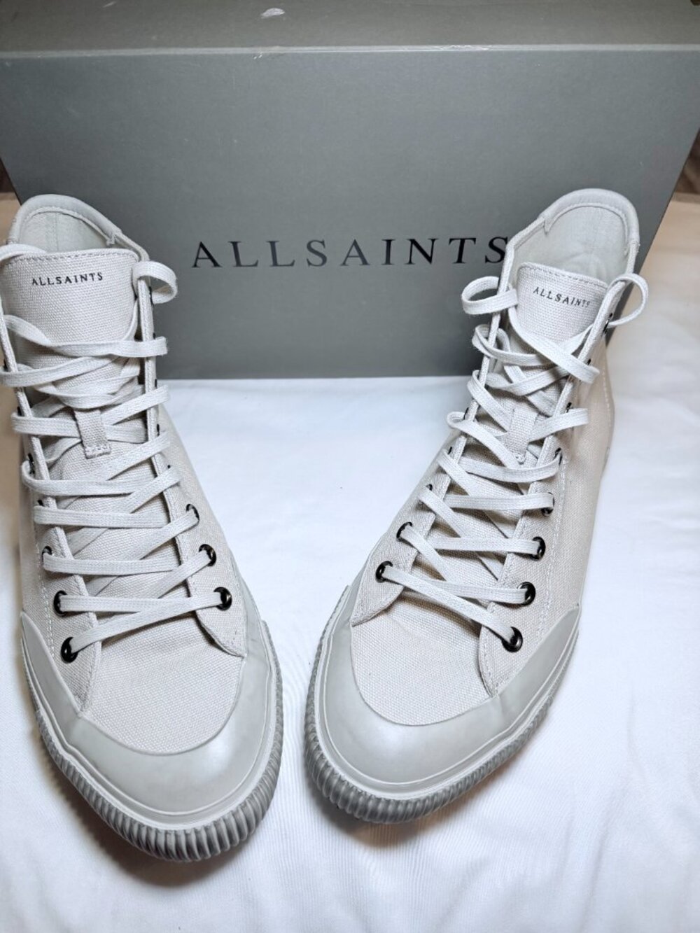 AllSaints Dumont High Top Sneakers White Canvas Men’s Size 12 Designer Casual